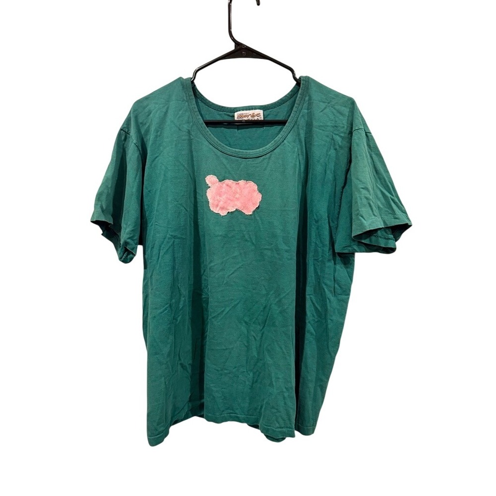 Vintage Jacques Moret Ultra Teal Green Cotton T-Shirt Made in USA One Size